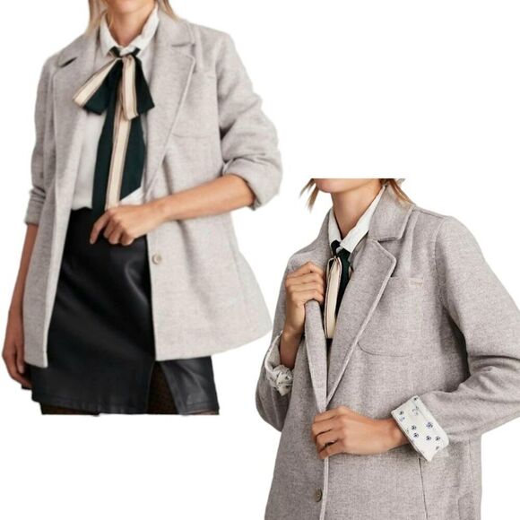 Anthropologie Pilcro Blazer Jacket Womens Large Brown Button Pinstripe Academy - Picture 2 of 13